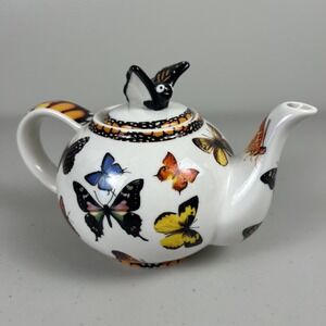 Paul Cardew Butterflies Ceramic Teapot 2007  Butterfly Finial Multicolor 20oz